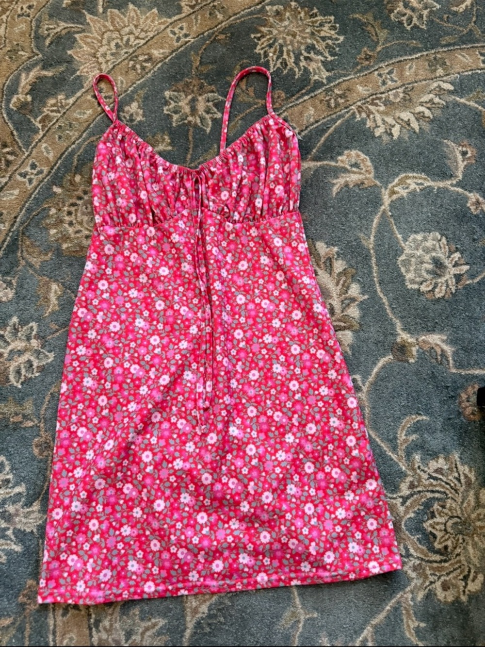 Pink Floral Spaghetti Strap Sundress